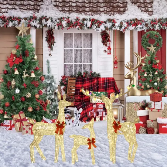 PVC Iridescent Stripes Deer Set of 3 - 52, 46, and 29 Inches Decor {1}