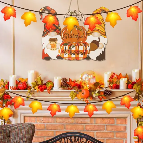 LED Fall String Lights Orange Yellow Leaf Lights {4}