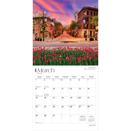 Badger State | Wisconsin Places | 2026 12 x 24 Inch (Hanging) Monthly Square Wall Calendar | Plastic-Free {3}