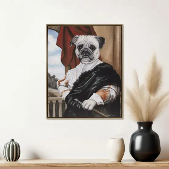 Captains Guard Pug Framed Canvas Wall Art {1}