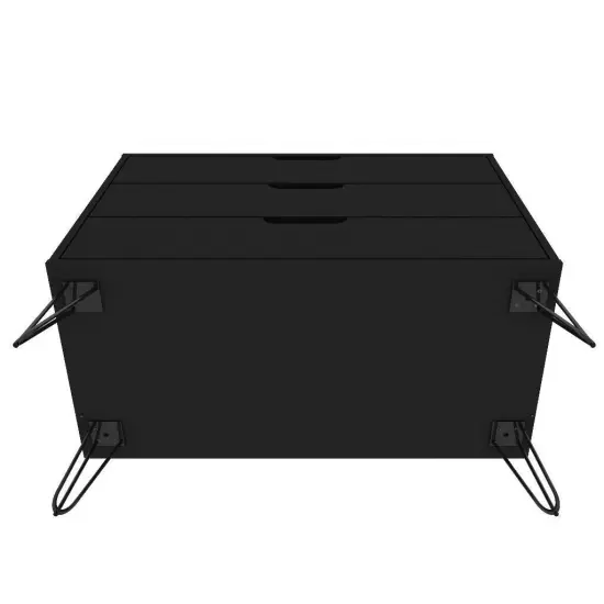 Modern Scandinavian MDF 3-Drawer Bedroom Dresser with Metal Legs Perfect for Any Room Black {3}