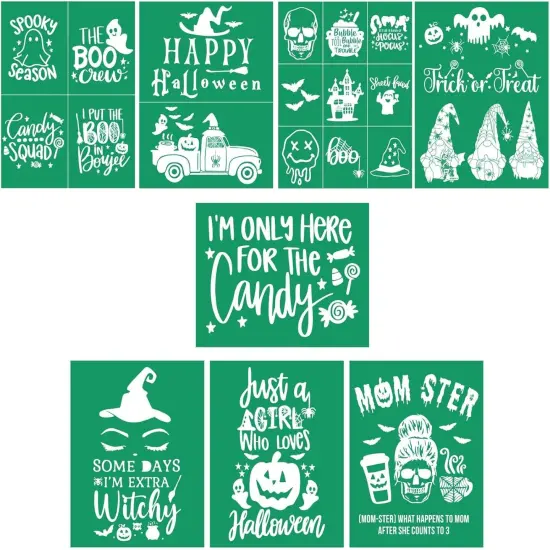 8PCS Halloween Self-Adhesive Silk Screen Stencils {1}