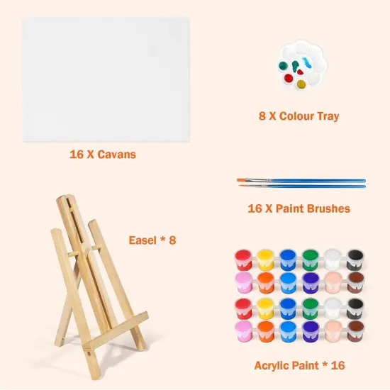 Art Canvas Painting Kit with Brushes & Paint Trays for Kids {2}