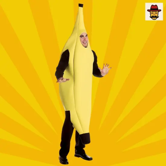 Banana Style Costume Funny Yellow Bodysuit Halloween Group Party Outfit {2}