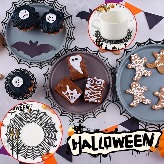 12-Piece Spider Web Placemat & Coaster Set &ndash; Halloween Table Decor {4}