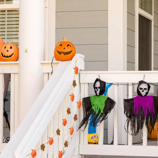 Fall Felt Garland 6.5FT Fall Wood Bead Garland with Felt Pumpkin and Maple Leaves {4}