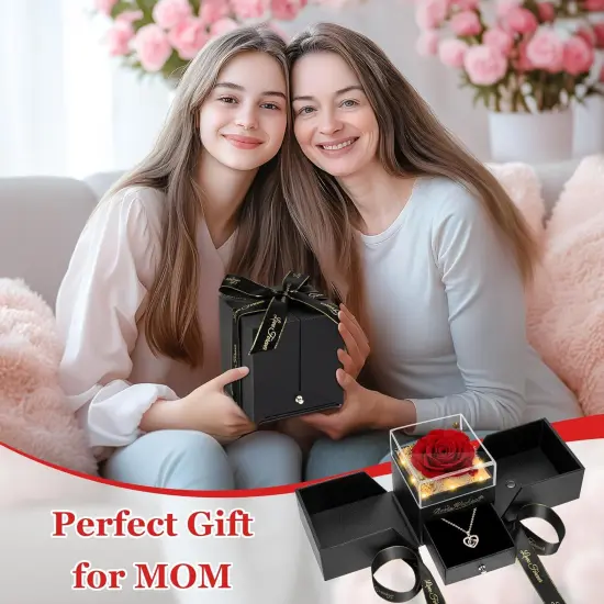 Light Up Preserved Red Rose Flower with Necklace {2}