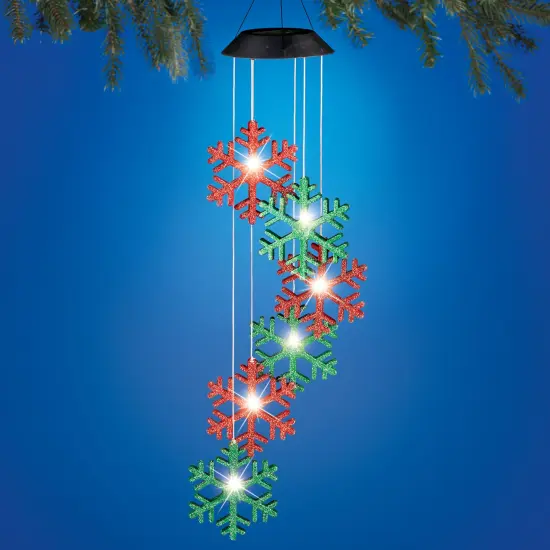 Collections Etc Solar Powered Holiday Snowflake Garden Mobile {1}