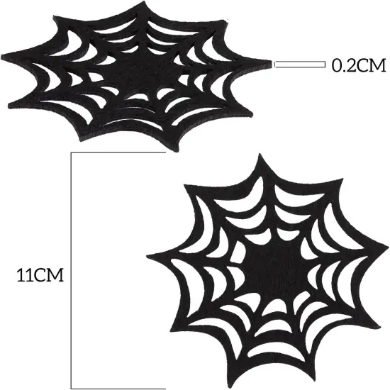 10 Pack Halloween Drink Coasters Black Spider Web Coaster Spooky 4.3 x 4.3 Inch {2}