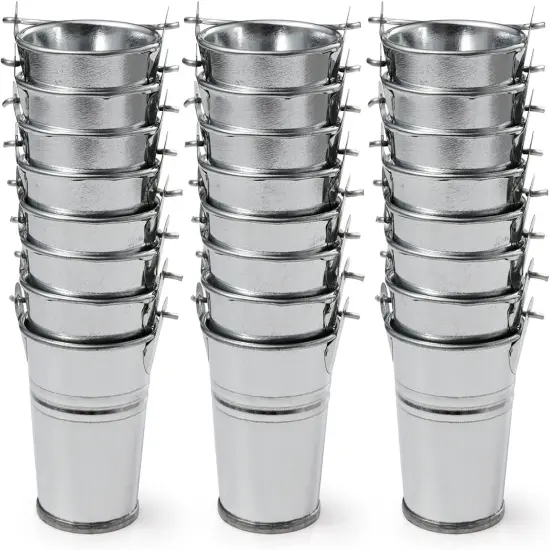 24Pcs Silver Metal Buckets {1}