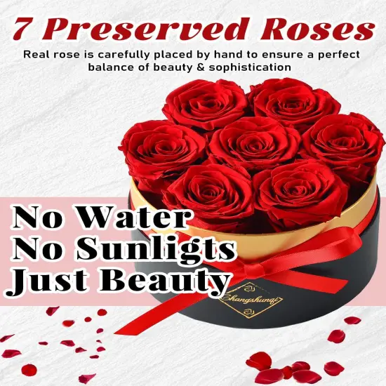 Forever Flowers Preserved Roses in a Box - 7 Preserved Flowers {3}