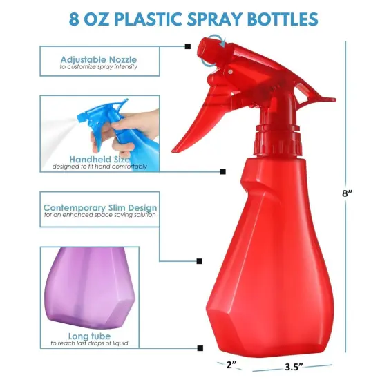 4-Pack, 8oz Plastic Empty Spray Bottles - Red, Yellow, Purple, Blue {2}