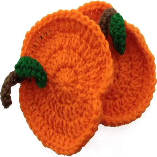 2PCS Fall Pumpkin Coaster Handmade Crochet Drink Coaster Woven Pumpkin {4}