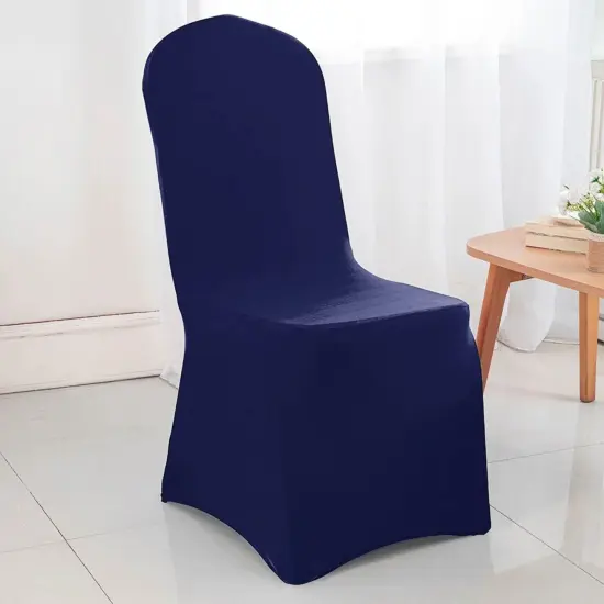 Navy Blue Spandex Banquet Chair Cover with Stretch Fit for Weddings and Events {3}