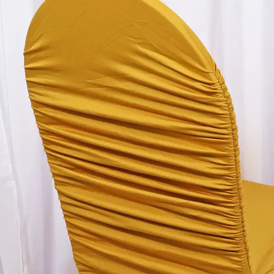 1 Piece Gold Rouge Ruffled Spandex Banquet Chair Cover Elegant Event Seating {3}