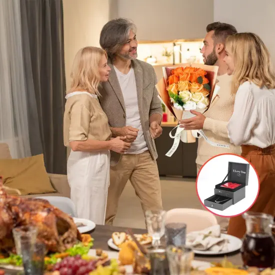 18 Flower Bouquet with Beautiful Love Necklace - ORANGE {5}