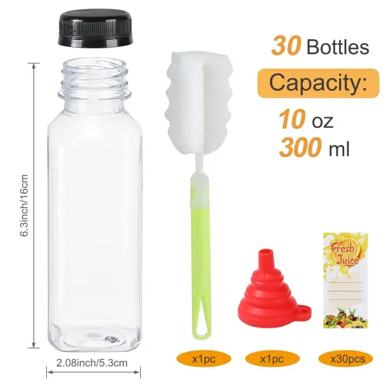 30pcs 10oz Empty Plastic Juice Bottles with Caps {2}
