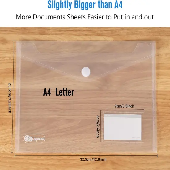 25 Pack Transparent Plastic Envelopes File Folders, A4 Letter Size {3}