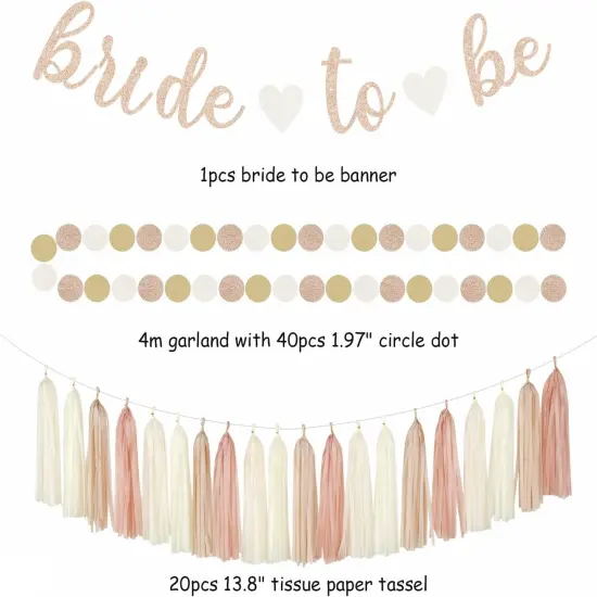 36pcs Bride To Be Banner,Bachelorette Paper Lanterns,Wedding Streamers Garland {2}
