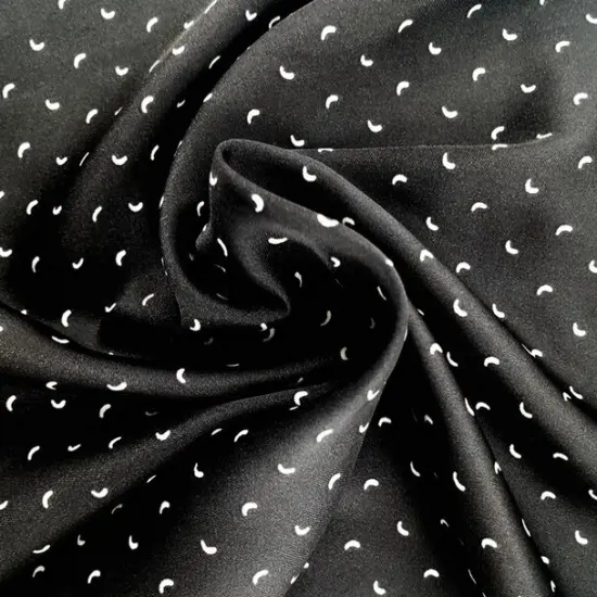 1 Yard Poly Dull Satin Fabric Black & Ivory, 57/58" Wide Medium Weight Apparel & Decor Fabric {1}