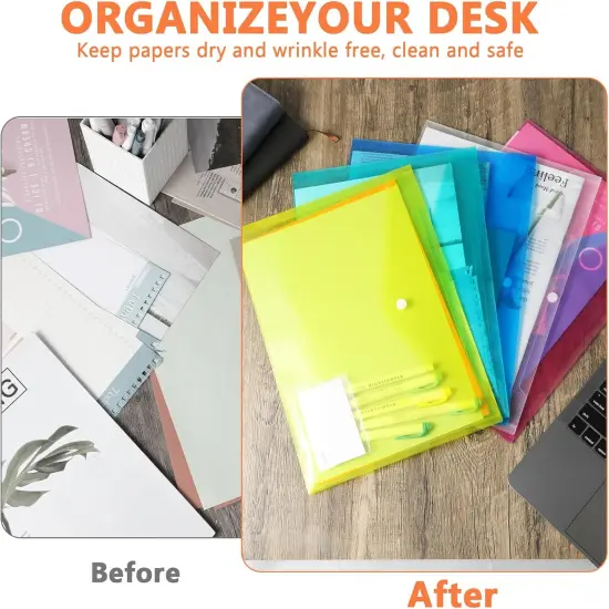 A4 Plastic Folders - Clear Envelopes with Snap Closure {4}