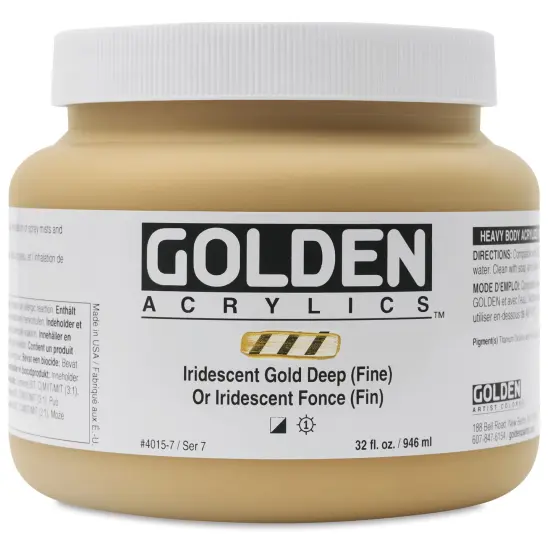 Golden Heavy Body Artist Acrylics - Iridescent Gold Deep (Fine), 32 oz Jar {2}