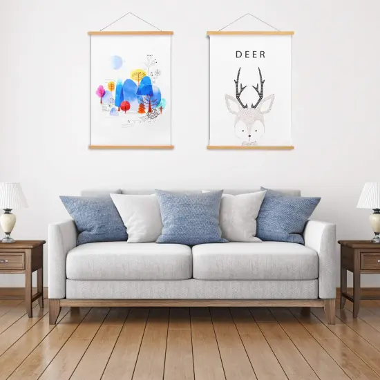 FALAMON Magnetic Poster Hanger Frame, 12x16 12x18 12x24 Teak Wood Magnet Poster Frame for Posters, Prints, Photos, Pictures, Maps, Scrolls, and Canvas Artwork {4}