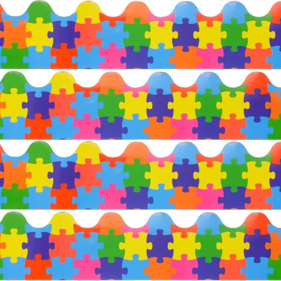 99 Feet Puzzle Bulletin Board Borders 3 Rolls Puzzle Pieces Classroom Borders {3}