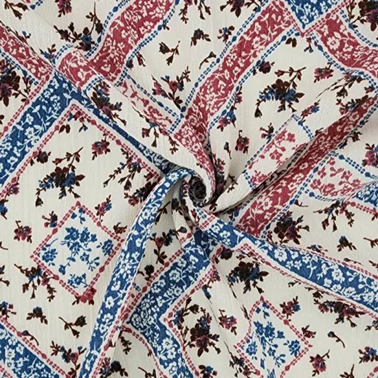 1 Yard Spring Blue Rayon Crinkle Lightweight Soft Breathable Fabric for Dresses 50/52 Width {1}