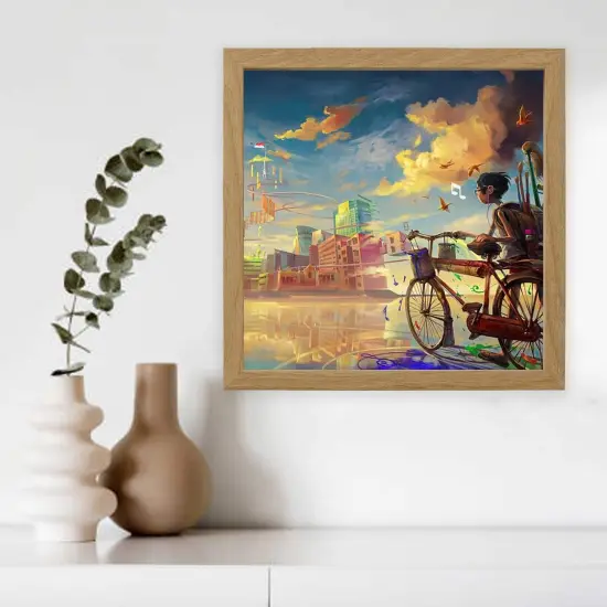 9.75x9.75 Oak Effect Deep Picture Frame with Acid-Free Mat &ndash; Front or Back Display, Safe Plastic Front, Wall or Tabletop, Compatible with ALFTA Adhesive Hook {3}