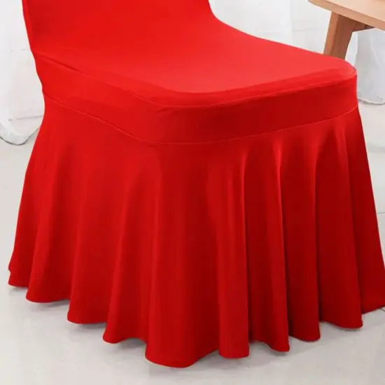 Spandex Banquet Skirt Chair Cover Red Elegant Stretch Skirt Fit Durable Event Decor {4}