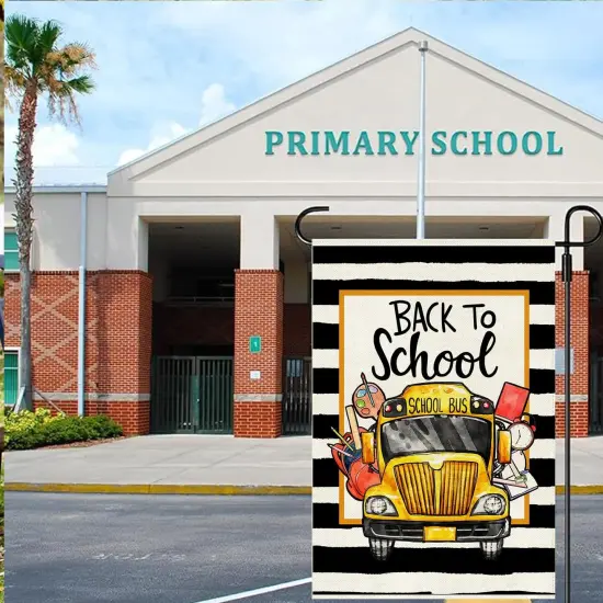 School Bus Back to School Garden Flag {5}