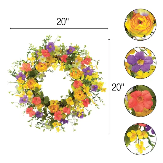 Collections Etc Yellow Rose Wildflower Door Wreath {4}