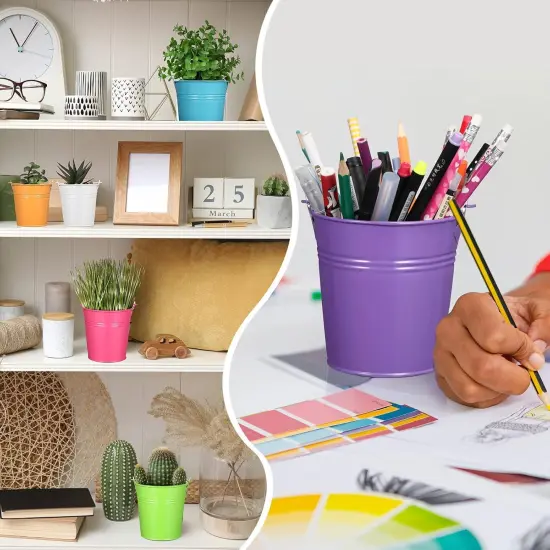 24 Pieces Small Metal Buckets Colored {3}