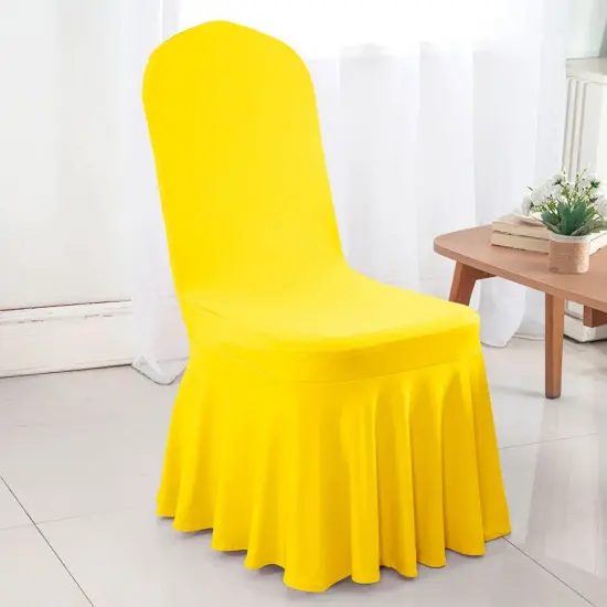 Spandex Banquet Skirt Chair Cover Canary Yellow Stretch Elegant Wedding Decor {2}