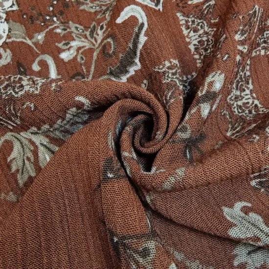 1 Yard Rust Rayon Crinkle Crepon Apparel Fabric, 50/52&rdquo; Wide {1}