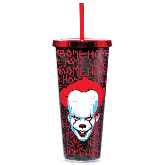Collections Etc It Clown Double-Wall Insulated Foil Cup with Straw {2}