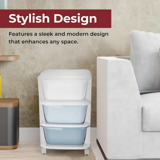 3 Drawer Storage with Wheels - Green {4}