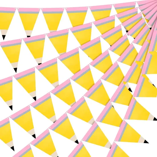 5 Pcs Pencil Shaped Paper Pennant Banners Back to School Classroom Decorations {1}