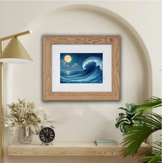 8x10" Light Brown Wood-Effect Frame with Acid-Free Mat & Plastic Front &ndash; For Hanging or Standing, ALFTA Hook Compatible {3}