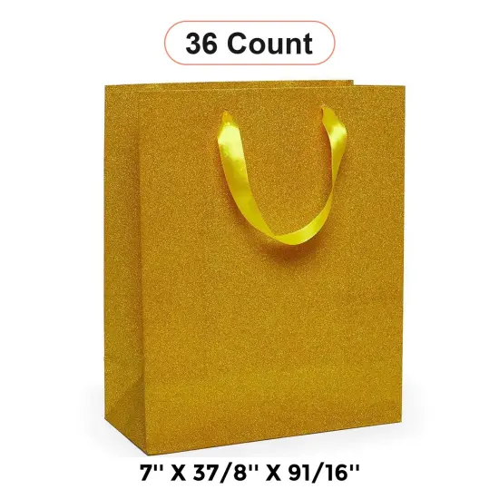 7'' x 3 7/8'' x 9 1/16'' Glitter Grain Totes for Elegant Presentation Gold {1}