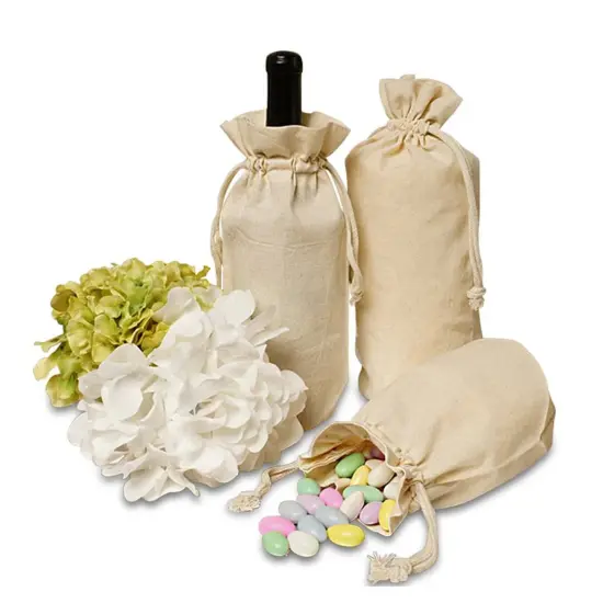 Standard Round Bottom Cotton Muslin Bag 5 1/2" x 3 1/2" x 10 1/4" {1}