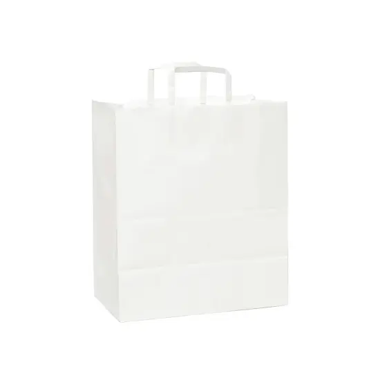Versatile White Paper Bags with Flat Handles 12" x 7" x 17" {1}