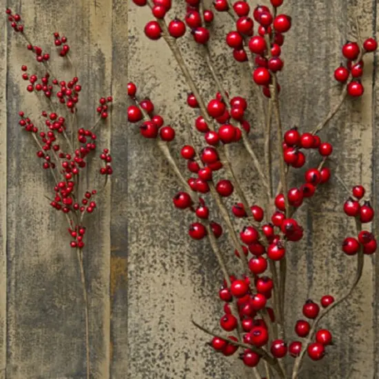 27&rdquo;Long Red Berry Spray on Brown-Wrapped Wired Stems Perfect for Home Decor {2}