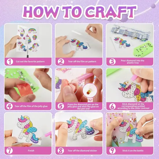 Glow in The Dark Decorate Your Own Water Bottle Kit,Unicorn Toy Gift for 4-6-8-10-12 Year Old Girl,Craft Toy for Age 3 4 5 6 7 8 9 10 Girl,Kid Teen Water Bottle Sticker for School Christmas Birthday {3}