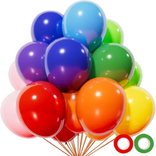 Assorted color Balloon 110pcs, color Latex Balloons 12 inch (with 2 Ribbons). {1}