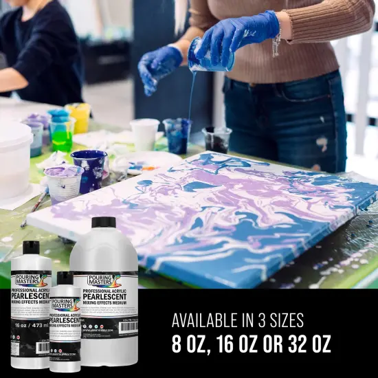 8 Oz Acrylic Pearlescent Effects Medium - Creates Pearl Iridescent Metallic Shimmer for Fluid Art & Acrylic Painting {6}