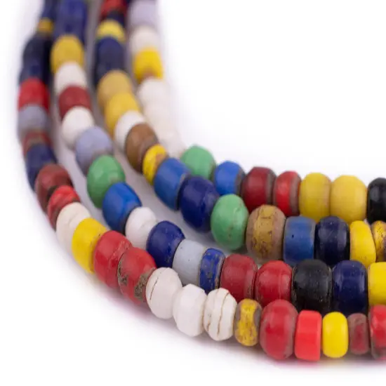 The Bead Chest Mixed Kenya Turkana and Olombo Beads 5mm African White Glass 24 Inch Strand Handmade {1}