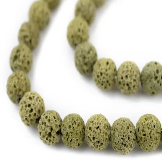 The Bead Chest Lime Green Volcanic Lava Beads (8mm) {1}