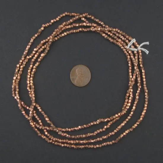 The Bead Chest Cornerless Cube Beads - Full Strand of Faceted Ethnic Metal Spacers (2mm, Copper) {1}
